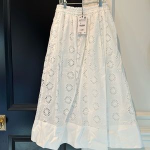 NWT Zara White Long Eyelet Skirt